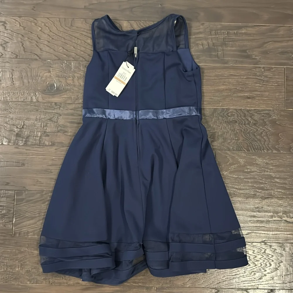 Calvin Klein Navy Blue Formal Girls Dress NWT